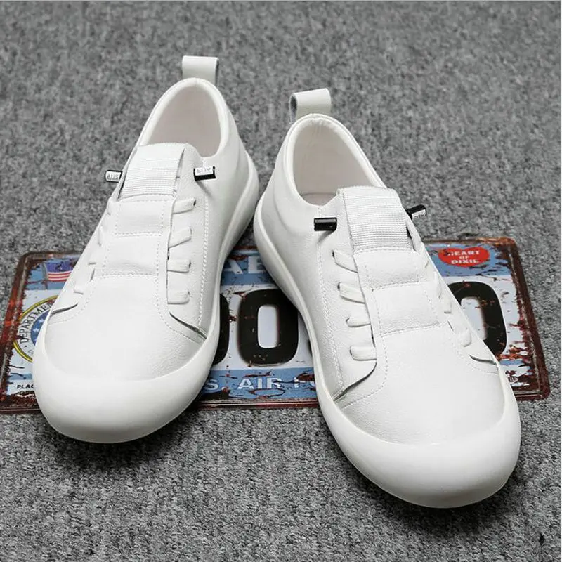 

Fashion Men Casual Lace Up White Shoes Genuine Leather Walking Moccasins Flats Shoes Men cow leather sneaker shoes A54-08