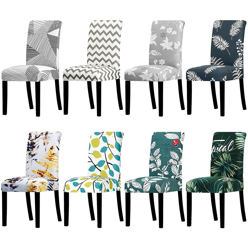 

Chair Cover Printed Stretch Anti-dirty Elastic Seat Cover used For Wedding Party Home Kitchen Dining Room dining chair