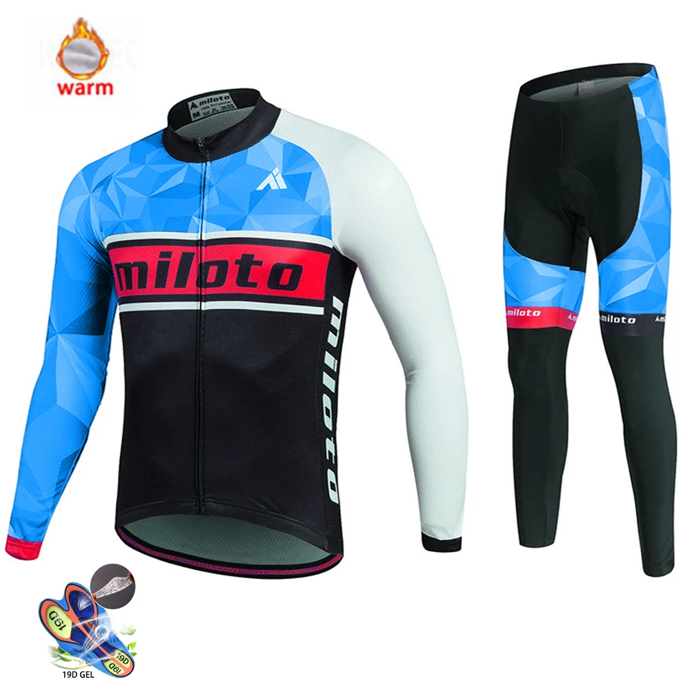 

Warm 2020 Winter Thermal Fleece Cycling Jersey MILOTO Men's MTB Clothes Suit Outdoor Riding Trek Bike MTB Clothing Ropa Ciclismo