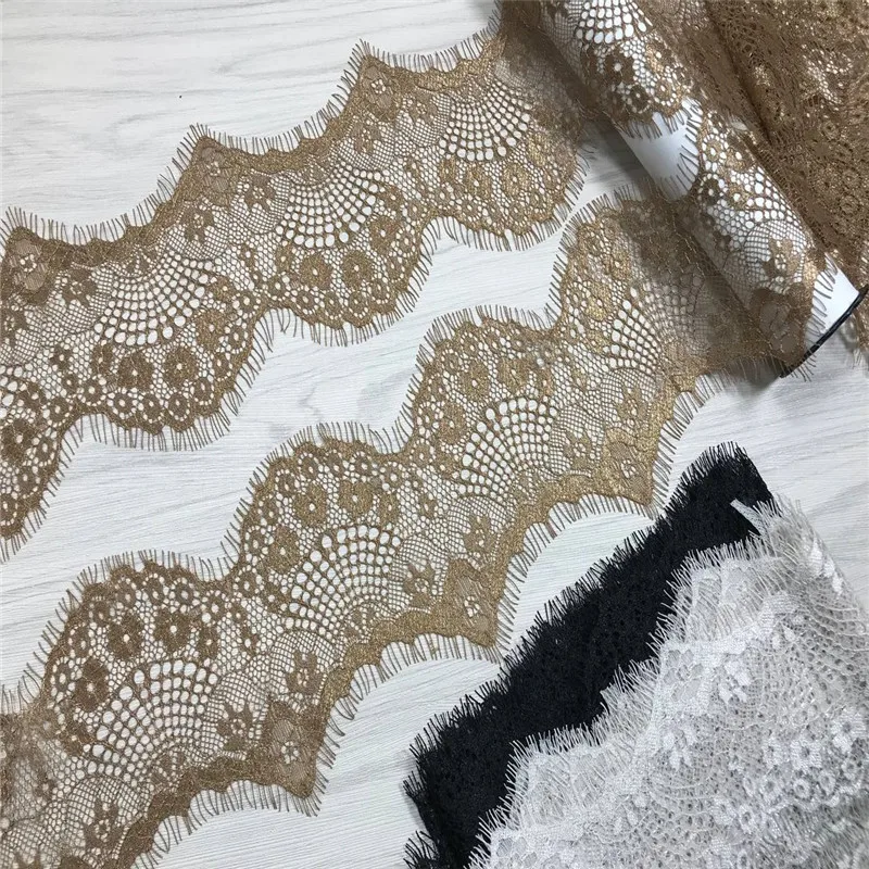 (6 м/лот) Бесплатная доставка бежевая кружевная отделка для ресниц Черная вышитая