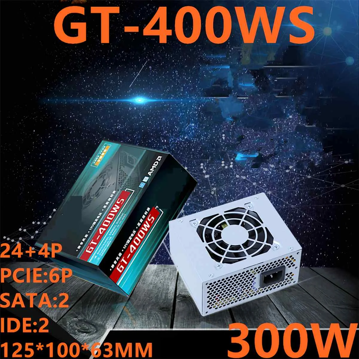 

Блок питания для ПК 300 Вт, ATX SFX 24Pin, мини-компьютер, чехол, блок питания, поддержка 6Pin для Intel AMD GT-400WS