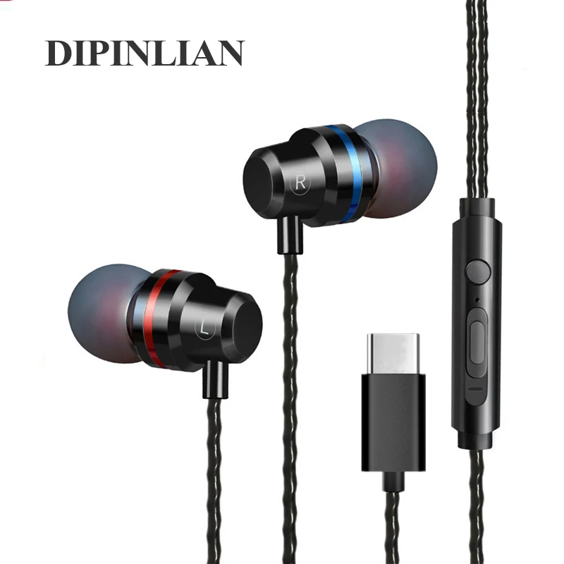 Проводные наушники-вкладыши Type-c музыкальные спортивные для Samsung Xiaomi Mi 8 Huawei P20 P30