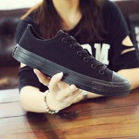 2021 spring and autumn new all black lace up lightweight canvas shoes fashion trend student shoes low top mens casual shoes