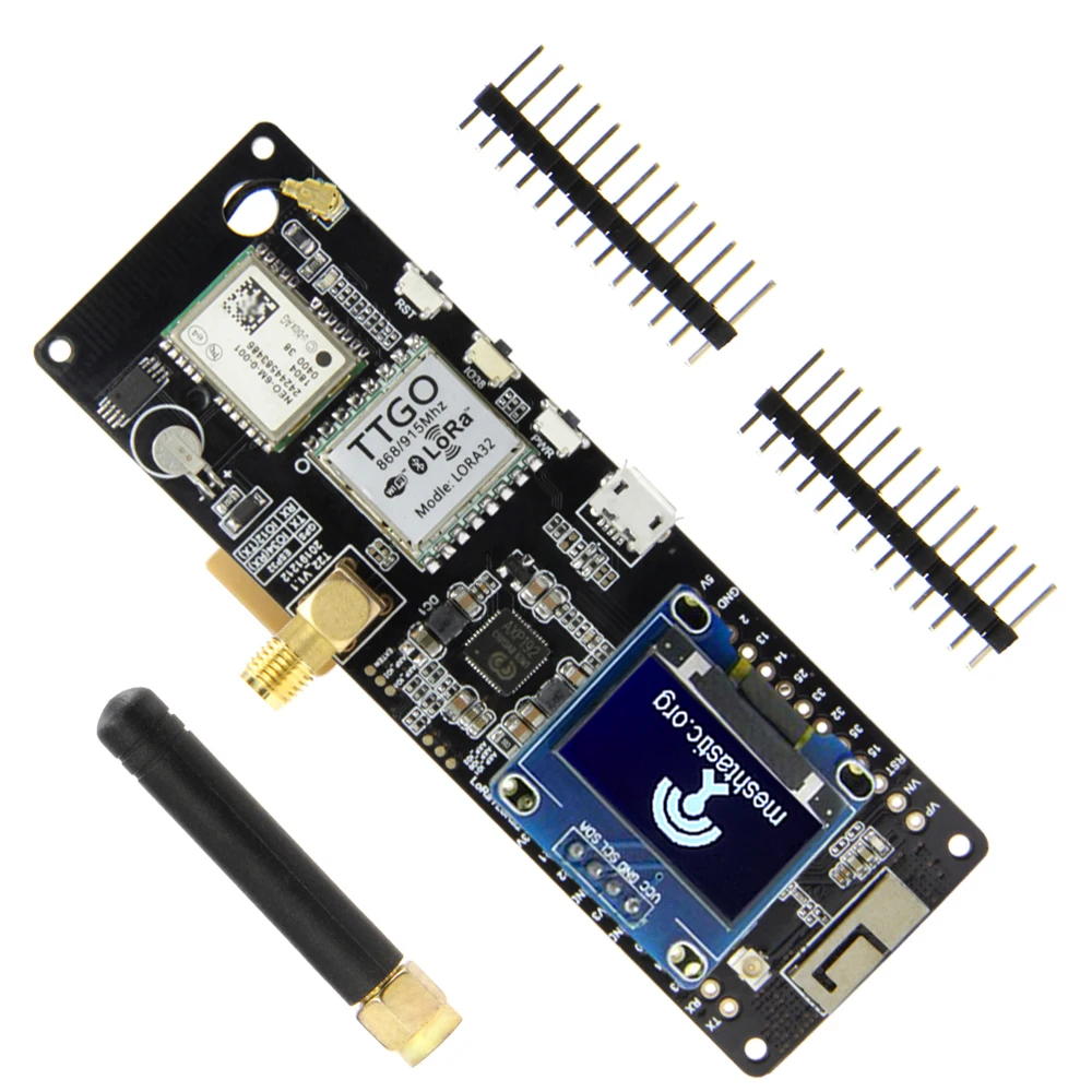 

TTGO Meshtastic T-Beam V1.1 ESP32 433/868/915/923Mhz WiFi Bluetooth ESP32 GPS NEO-6M SMA 18650 Battery Holder CH9102F with OLED