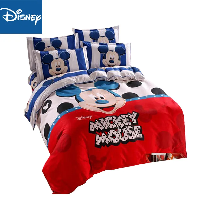 

Disney mickey mouse queen size bedding set quilt cover for teenagers twin bed spread bedclothes 3-4pcs children's gift promotion