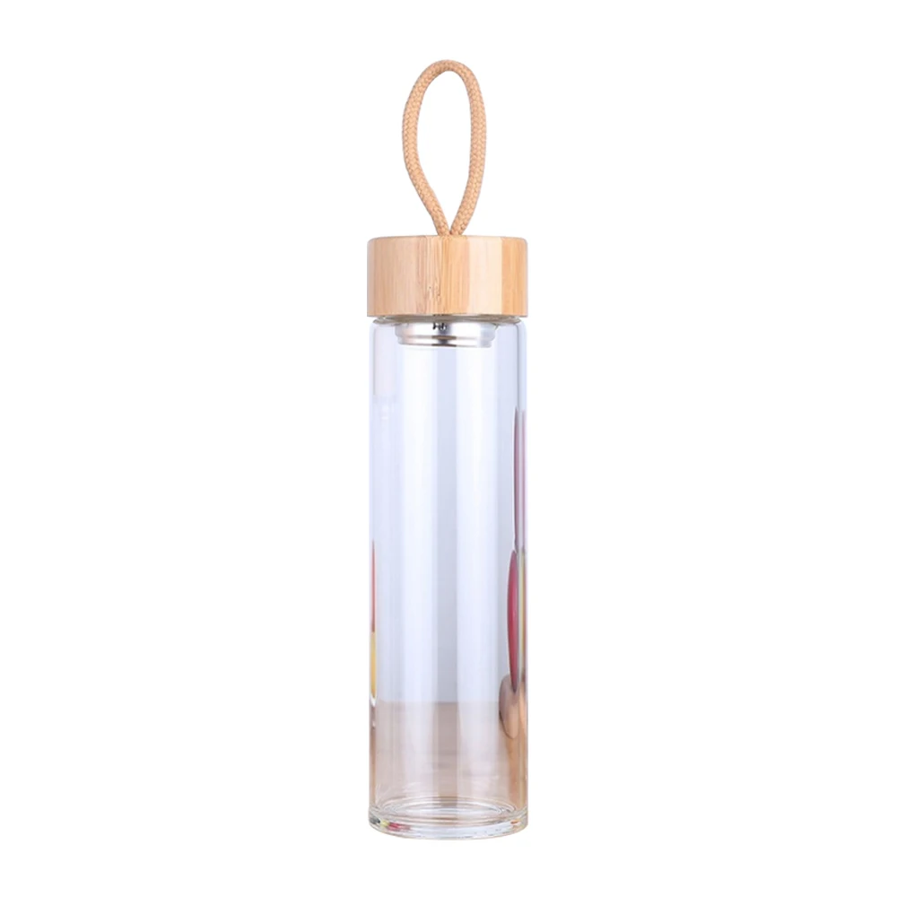 

380ml 450ml High Quality Glass Water Bottles Bamboo Lid With Rope Drink Bottled For Beverages Outdoor Brief Portable Tea bottle