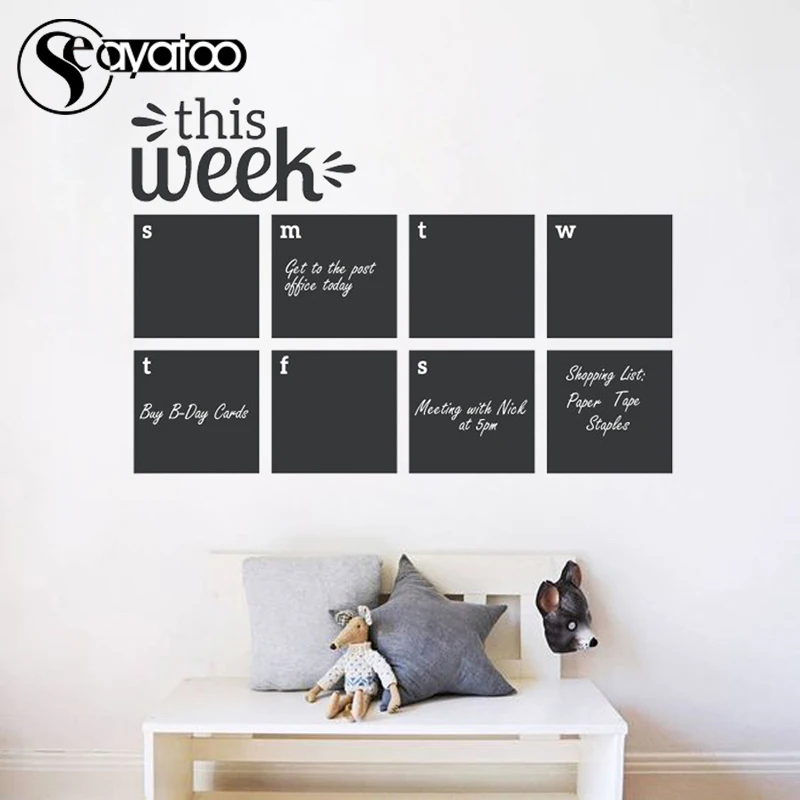 Виниловая наклейка на стену стираемая доска ЕЖЕНЕДЕЛЬНЫЙ КАЛЕНДАРЬ планер 58x84