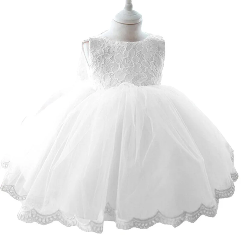 DS062-White Платье для девочек; торжественное платье для маленьких девочек; подарок на день рождения; праздничная одежда; кружевное платье с бантом для маленьких девочек; платье-пачка; одежда для детей - Цвет: DS062-White