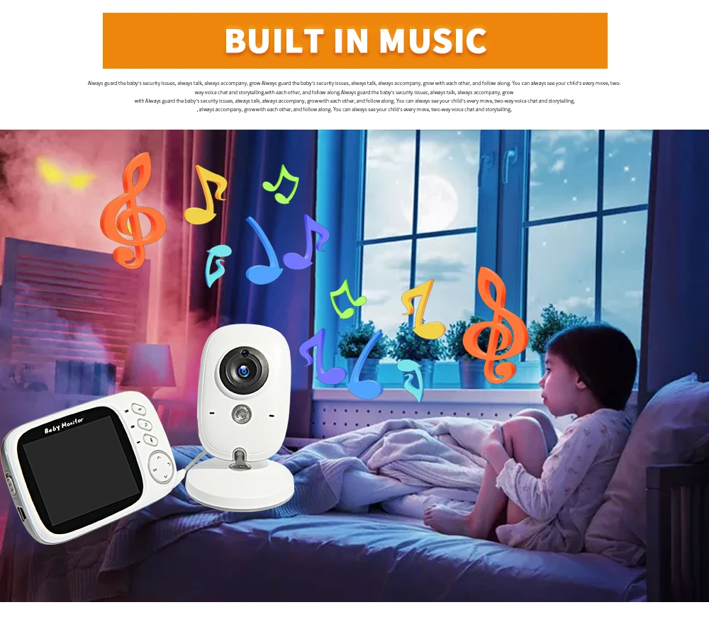 VB603 Wireless Video Color Baby Monitor with 3.2Inches LCD 2 Way Audio Talk Night Vision Surveillance Security Camera Babysitter |
