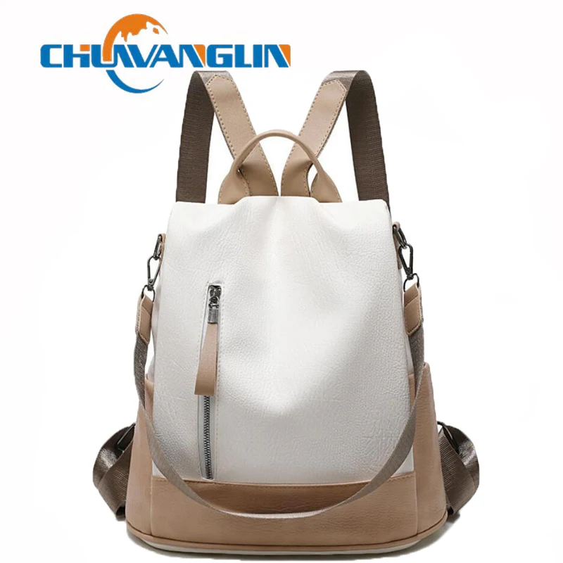 

Chuwanglin Anti Theft Backpack Women College Style Leather Bookpack For Teenage Girls Travel Backpack Crossbody Sac A Dos F90803