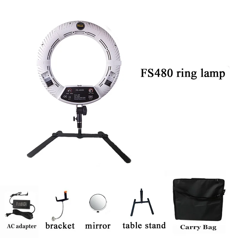 

Yidoblo FS-480II 18"48W LED Ring Lamp 5500K Photography Dimmable Ring Lamp make up lamp with table stand