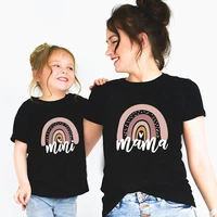 1pcs rainbow mama and mini fashion family matching clothes baby girls t shirt woman t shirt mommyme cute family look outfits