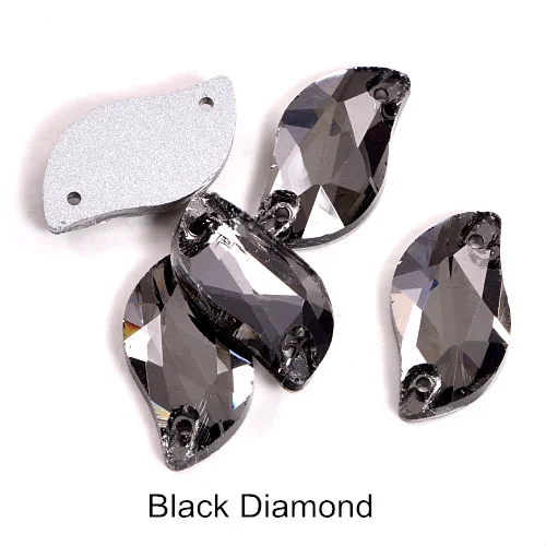 Black Diamond Горячее предложение! Распродажа! 3 размера красный S лист формы пришить стразы с отверстиями Flatback Стеклянные стразы шьют-на Стразы для шитья одежды B0176 - Цвет: Black Diamond