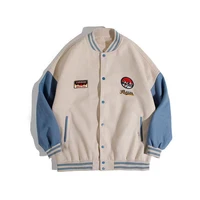 2021 autumn baseball uniform jacket casual loose hoodies cardigan fashion stitching contrast color lapel couple jacket coat