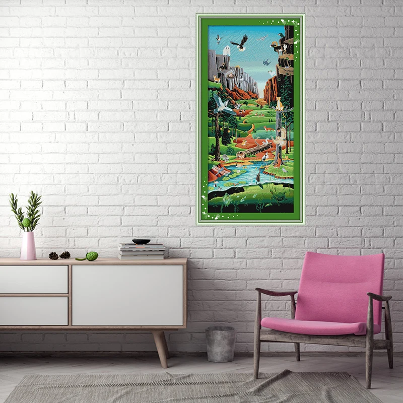Китайское рукоделие Animal World 11CT 14CT с принтом пейзажа Набор для вышивки крестом DMC