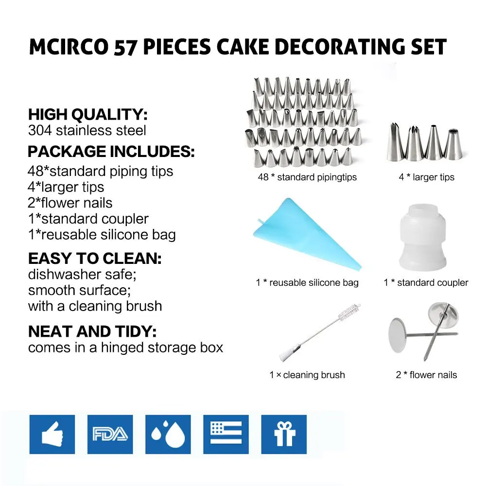 

Stainless Steel Flower Mouth Set 52 Heads Cake Cream Baking Decorating Tools Baking Supplies Baking Tools for Cakes Bakery Tools