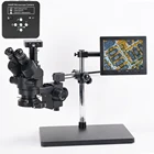 Мультифокальный тринокулярный микроскоп 7X-45X, 34 МП, 8 дюймов, 144 светодисветильник Дов