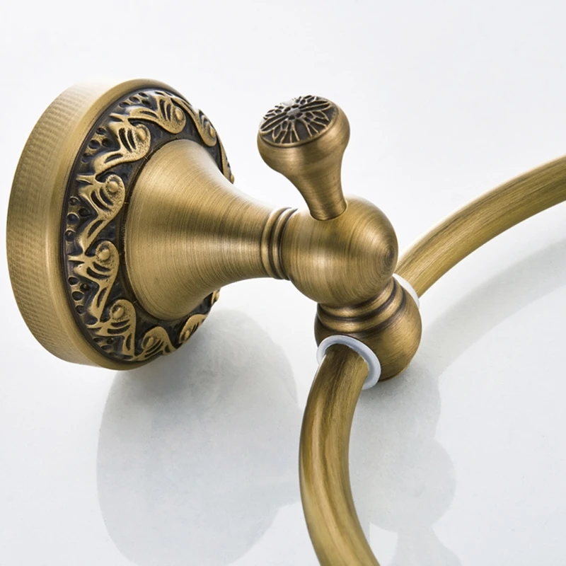 

Antique Carved Copper Towel Rack Ring Wall Mounted Durable Bathroom Accessories H58C