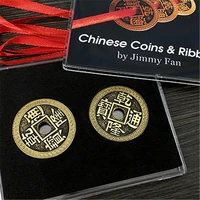 chinese coins and ribbon by jimmy fan magic tricks size 38mm deluxe chinese ancient coin set magic props close up magic trick