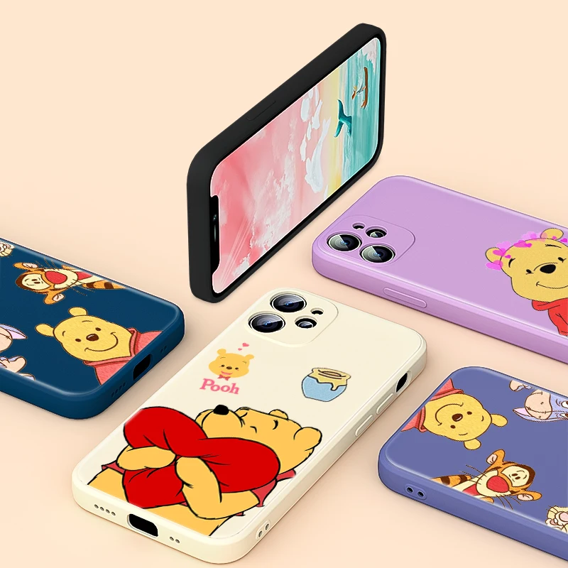 

Pooh Bear For Apple iPhone SE 2020 13 12 mini 11 8 7 6 XS XR Pro Max Plus Liquid Silicone Soft Phone Case