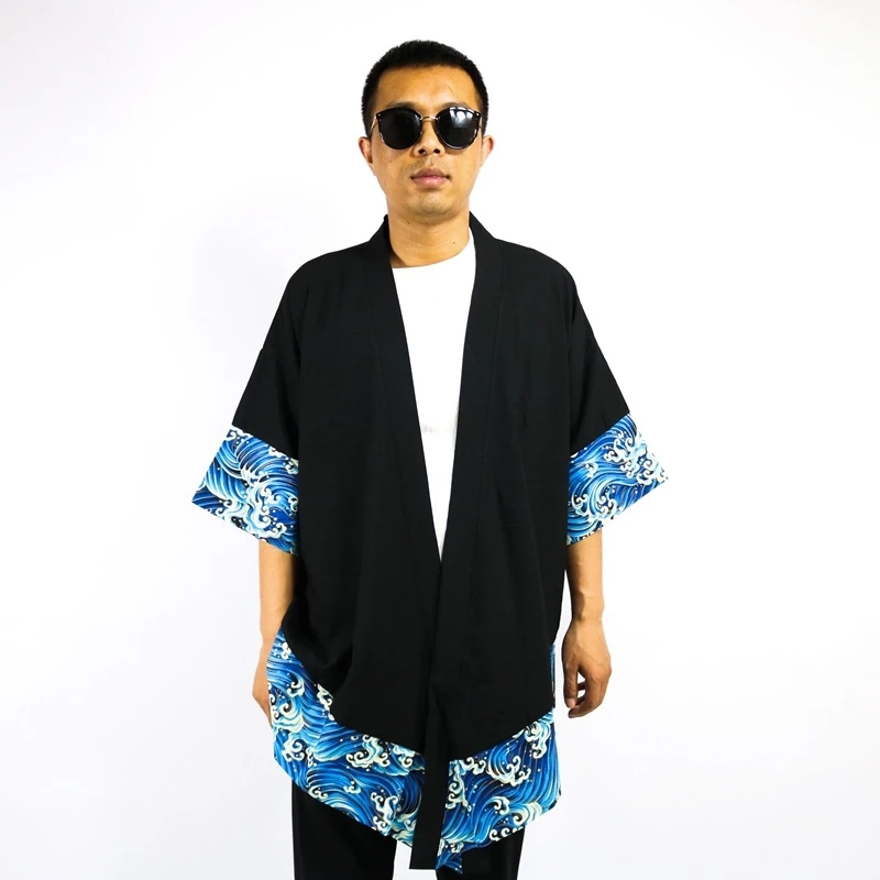 

Japanese Kimono Cardigan Men Haori Yukata Male Samurai Costume Clothing Kimono Jacket Mens Kimono Shirt Yukata Haori Jacket