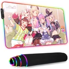 Светодиодный коврик для мыши Rgb аниме Genshin Impact Hololive Pc Gamer Girl Kawaii игровые аксессуары Santoro Gorjuss резиновый базовый Коврик
