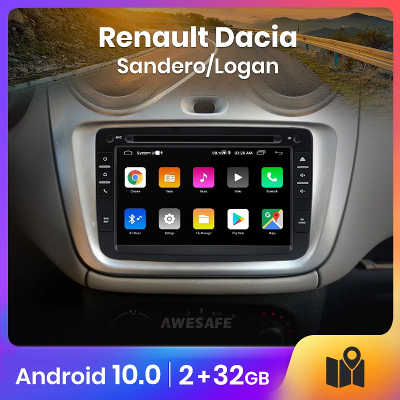 Автомагнитола AWESAFE PX9 для Renault Dacia/Sandero/Logan 2 мультимедийный видеоплеер на Android 10 0 Гб