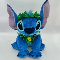 free shipping 30cm lilo and stitch wear flowers stuffed animal soft doll stitch and angel couples plush toys for birthday gift