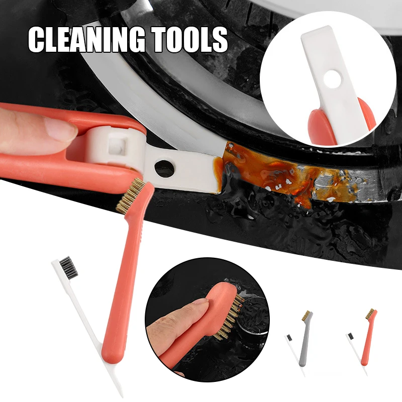 

Gas Stove Cleaning Wire Brush 3 in 1 Multi-Purpose Strong Decontamination Kitchen Tools with 360 Degree Rotatable Brush