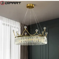 minimalist crown crystal led chandeliers bedroom dining room baby room creative golden round decoration lamp