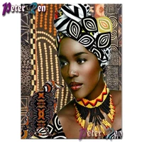 round diamond painting portrait full square diamond embroidery african beauty dignified ladies rhinestone diy mosaic home decor