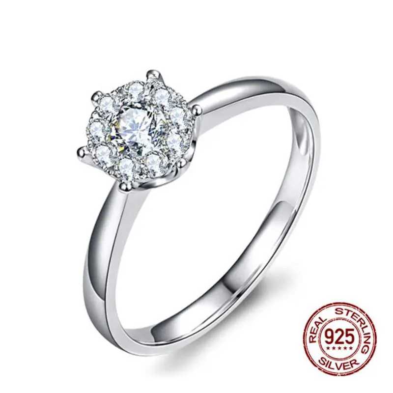 Роскошный цветок ромашки маленький Муассанит Сделано в Китае Свадебные S925