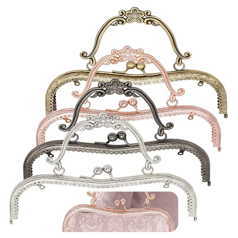 

LMDZ 4 Colors 8.14Inch DIY Metal Square Frame Purse Handle Coin Bags Metal Kiss Clasp Lock Frame Accessories,Purse Making