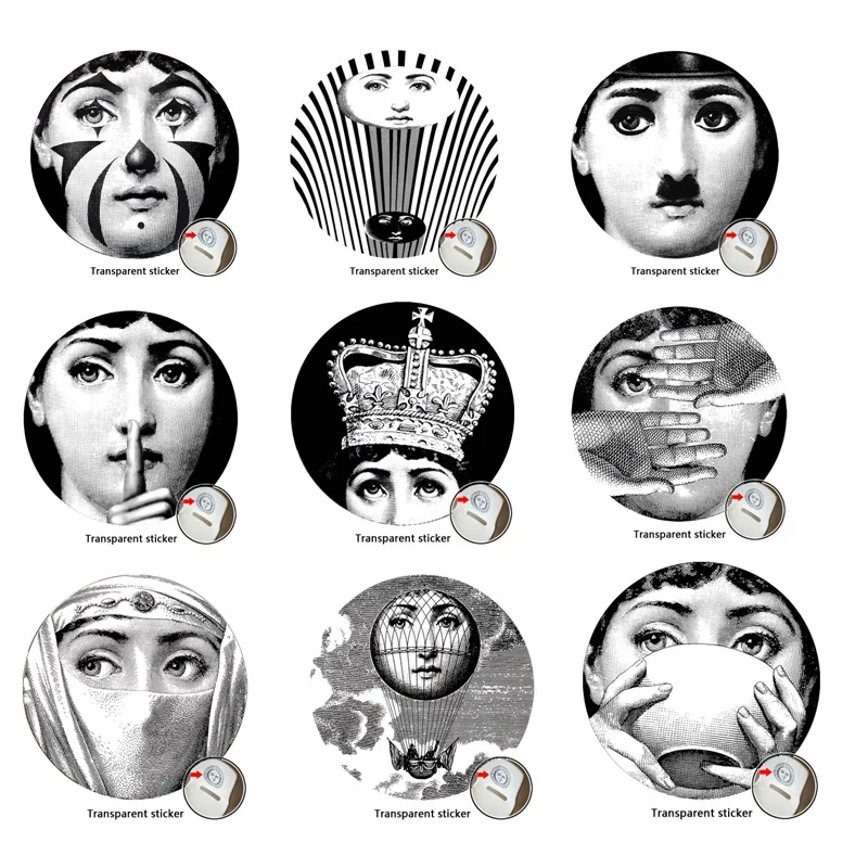 Милан Италия дизайнер fornasetti таблички узор обои разделенные картины настенные наклейки DIY Украшение стены 8 дюймов - Цвет: 17