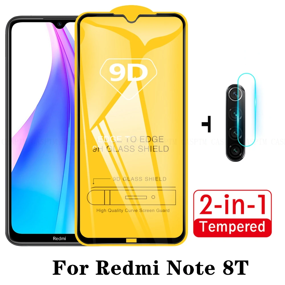Закаленное стекло 2 в 1 9D для Xiaomi Redmi Note 8 8T защита экрана и задняя камера стеклянная