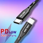 Кабель USLION usb-cType-C, 60 Вт, PD, QC 3,0, мобильный телефон, для быстрой зарядки и передачи данных