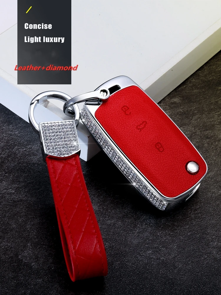 

Кожаный чехол для автомобильных ключей из цинкового сплава, оболочка для VW Golf Bora Jetta POLO GOLF Passat Skoda Octavia A5 Fabia SEAT Ibiza Leon