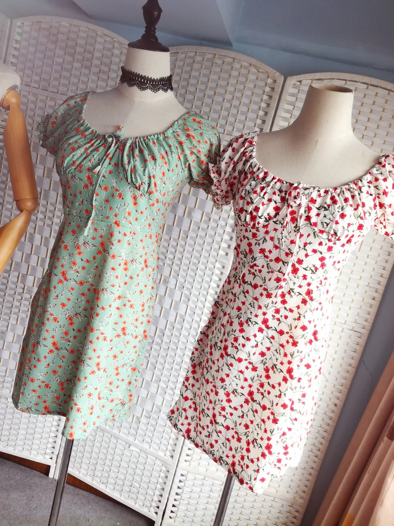 

Floral Print Dress Women Summer Off Shoulder Wrap Bohemian Short Sleeve Evening Party Dress Ladies Holiday Beach Mini Sundress