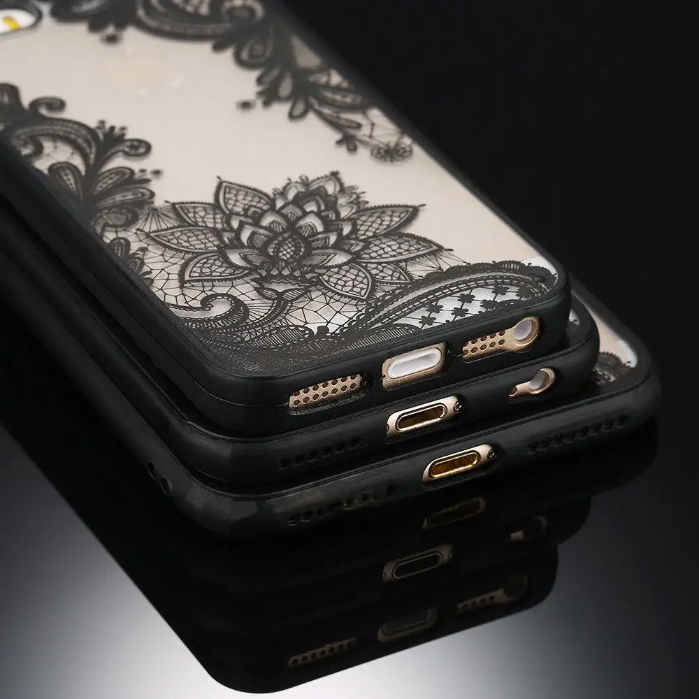 Привлекательный прозрачный кружевной чехол для iPhone X Xr Xs Max 6 6S 8 7 Plus 5 SE
