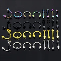 816pcsset stainless steel eyebrow bar lip nose pircing ear studs stainless steel mixed body jewelry fashion piercing set