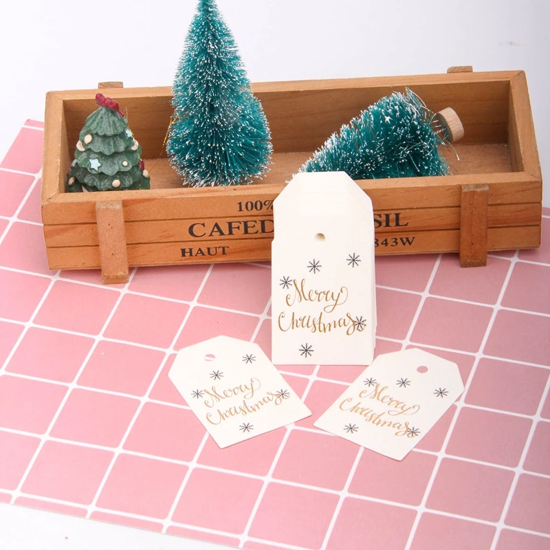 Merry Christmas B 50 шт. рождественские бумажные бирки DIY крафт-Санта-Клаус бумажные открытки для рождественской вечеринки этикетки подарочные упаковочные материалы - Цвет: Merry Christmas B