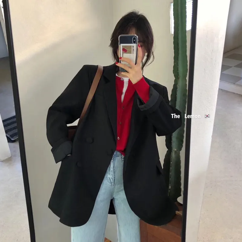 

South Korea's Dongdaemun 2021 Spring Suit Jacket Female Spring And Autumn New Korean Style Loose Casual Temperament Suit Jacket