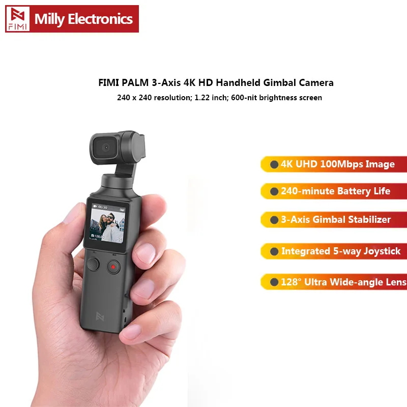 Gimbal камера FIMI PALM 3 осевая 4K HD стабилизатор 128 ° супер широкий угол анти тряска