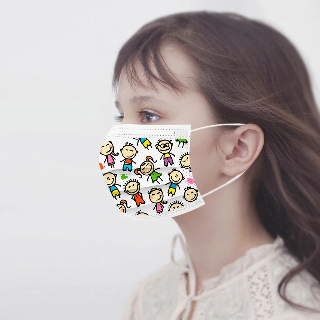 

In Stock Disposable Non-woven fabric Children'S Masks Print 3 Layer Mask Fashion Cotton Mask Face Mask Designer Mascarilla