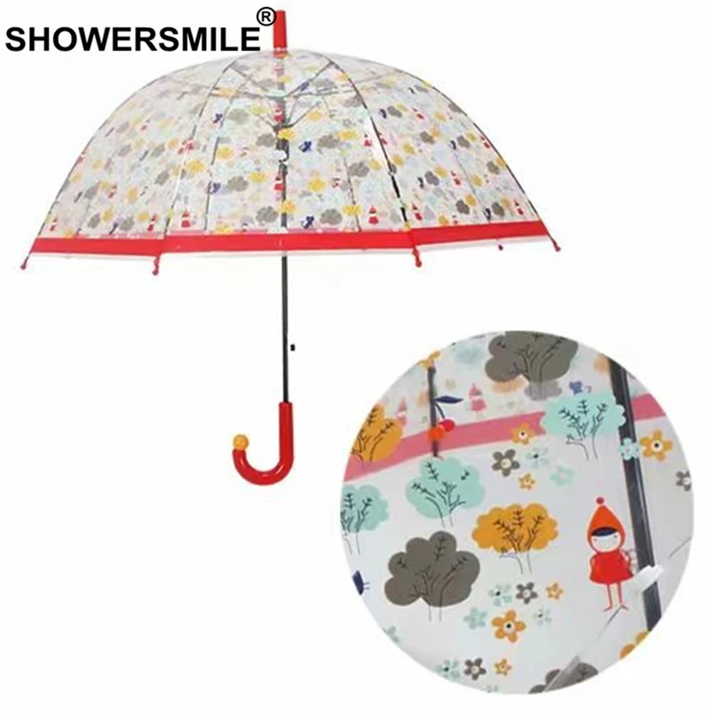 SHOWERSMILE Детский прозрачный зонт слон Аполлон Зонт от дождя Дети мультфильм желтый длинная ручка Guarda Chuva