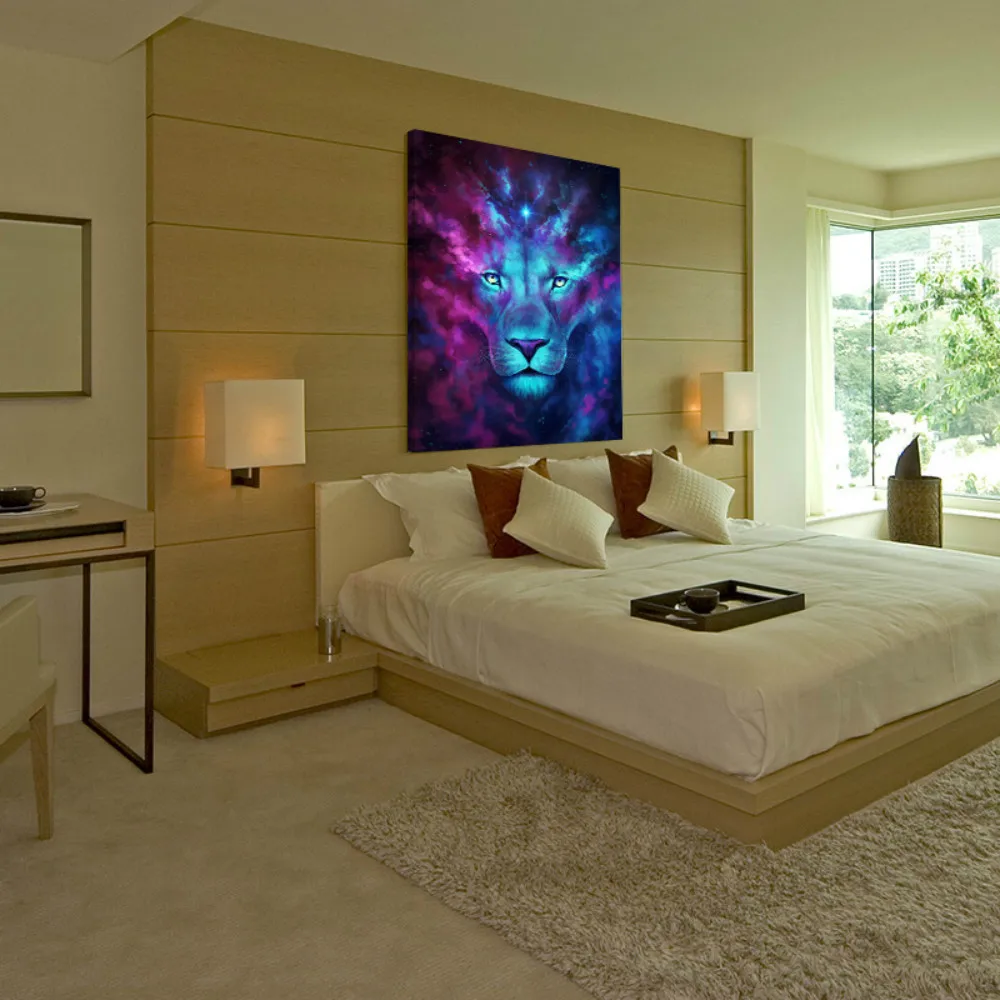 Современное художественное оформление животное с голубым львом абстрактная