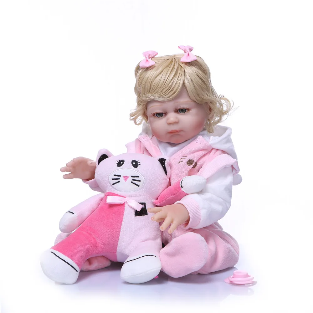 

Bebe reborn doll 50cm full soft silicone reborn baby dolls com corpo de silicone menina toddler girl cat dolls gift