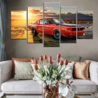 5 шт., настенные картины Ford Mustang Fastback Supercar, HD печатные плакаты, модульные картины для декора гостиной