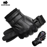 bison denim mens genuine leather gloves touch screen gloves for men winter warm mittens full finger handschuhe plus velvet s019