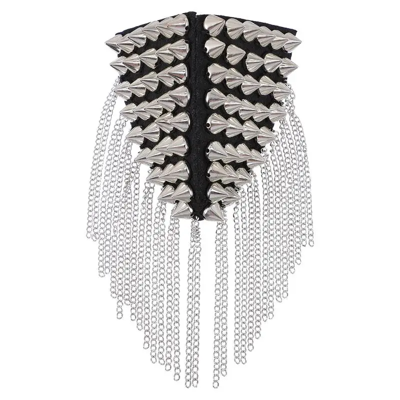 

1Pc Rivet Shoulder Epaulet Fashion Epaulette Unique Tassel Chain Epaulet
